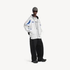 Balenciaga pour homme | Sweats à capuche oversize zippés issus de la collaboration avec la NBA, en blanc/multicolore