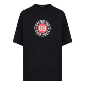 Balenciaga pour homme, t-shirt à manches courtes noir avec imprimé BLogo 612966TJVD61000