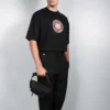 Balenciaga pour homme, t-shirt à manches courtes noir avec imprimé BLogo 612966TJVD61000
