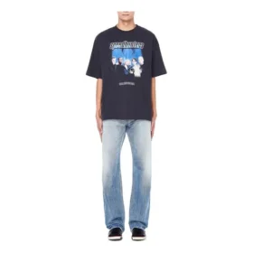 Balenciaga Speed Hunters pour homme, noir, bande bleue, manches courtes, gris 541875TCV381055