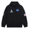 Balenciaga x NASA FW21 pour homme : sweat à capuche classique en coton à manches longues, coupe ample, logo crossover, noir 651799TKVD81070