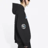 Balenciaga x NASA FW21 pour homme : sweat à capuche classique en coton à manches longues, coupe ample, logo crossover, noir 651799TKVD81070