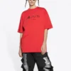 Balenciaga x PlayStation : collaboration automne-hiver 2021, t-shirt unisexe à manches courtes PS5 avec imprimé géométrique alphabétique, rouge, 651795TKVF36552