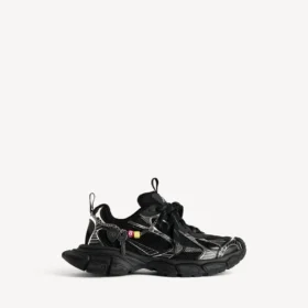 Baskets 3XL pour homme avec breloques, noir/argent