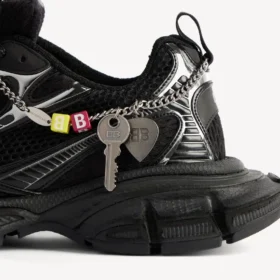 Baskets 3XL pour homme avec breloques, noir/argent