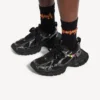 Baskets 3XL pour homme avec breloques, noir/argent