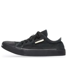 Baskets basses Paris « Coton noir déchiré et caoutchouc noir » 688754W3RP21010