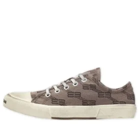 Baskets basses Paris « Tan Allover Logo Cotton and White Rubber » 688754W3RQ22298