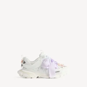 Baskets de sport à nœuds pour femme, blanc/rose