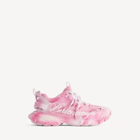 Baskets de sport pour femme avec logo en stencil, rose/blanc