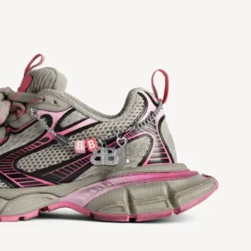 Baskets femme 3XL dégradées avec breloques, gris/rose
