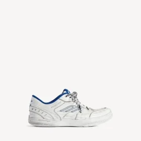 Baskets « Hamptons » effet usé pour homme, en blanc/bleu foncé/gris