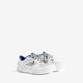 Baskets « Hamptons » effet usé pour homme, en blanc/bleu foncé/gris