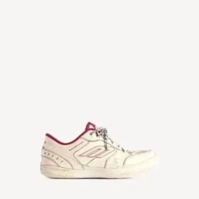 Baskets « Hamptons » pour femme, effet usé moyen, couleur blanc cassé/rouge
