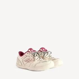 Baskets « Hamptons » pour femme, effet usé moyen, couleur blanc cassé/rouge