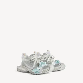 Baskets à lacets 3XL pour femme, couleur taupe/blanc/bleu clair