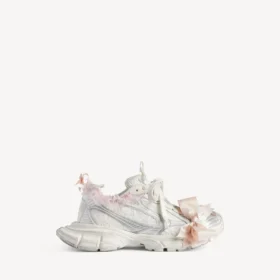 Baskets à lacets 3XL pour femme, en blanc/rose pâle