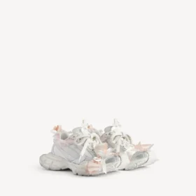 Baskets à lacets 3XL pour femme, en blanc/rose pâle