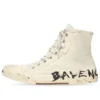 Baskets montantes Paris « Coton blanc déchiré et caoutchouc blanc avec graffitis » 688752W3RR49010