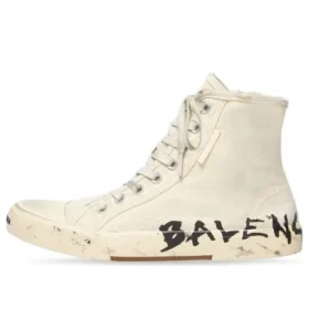 Baskets montantes Paris « Coton blanc déchiré et caoutchouc blanc avec graffitis » 688752W3RR49010