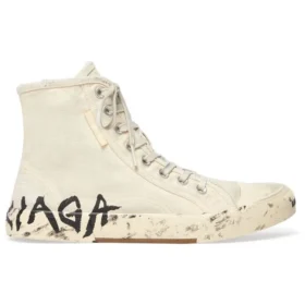 Baskets montantes Paris « Coton blanc déchiré et caoutchouc blanc avec graffitis » 688752W3RR49010