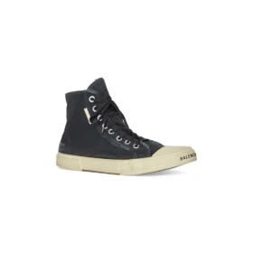 Baskets montantes Paris « Coton déchiré noir et caoutchouc blanc » 688752W3RC11090