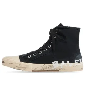 Baskets montantes Paris « Coton noir déchiré et caoutchouc blanc avec graffitis » 688752W3RR41099