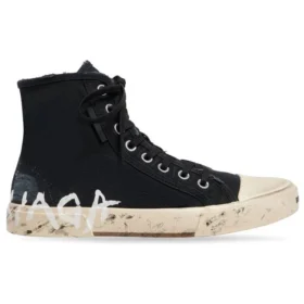 Baskets montantes Paris « Coton noir déchiré et caoutchouc blanc avec graffitis » 688752W3RR41099