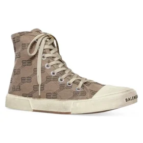 Baskets montantes Paris « Tan BB Monogram Cotton and White Rubber » 688756W3RQ12298