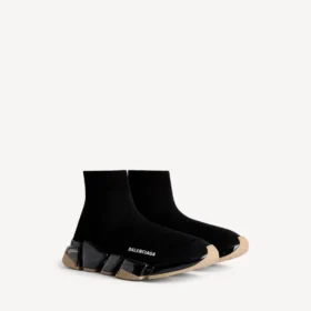 Baskets Speed 2.0 pour femme à semelle entièrement transparente en tricot recyclé, noir/beige
