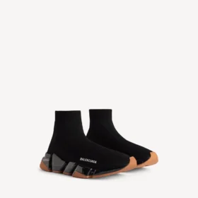 Baskets Speed 2.0 pour homme à semelle entièrement transparente en tricot recyclé, noir/orange