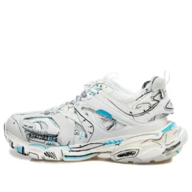 Baskets Track 1.0 « White Blue Mesh and Nylon Graffiti » 542023W3SRA9014