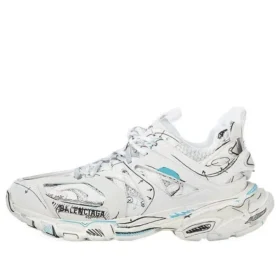 Baskets Track 1.0 « White Blue Mesh and Nylon Graffiti » 542436W3SRA9014