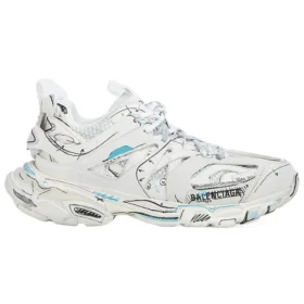 Baskets Track 1.0 « White Blue Mesh and Nylon Graffiti » 542436W3SRA9014