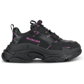 Baskets Triple S « All Over Logo – Noir et rose » 524039W2FA11050