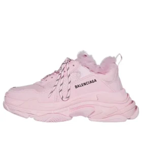 Baskets Triple S en fausse fourrure « Rose » 668562W3CQ55000