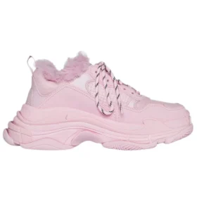 Baskets Triple S en fausse fourrure « Rose » 668562W3CQ55000