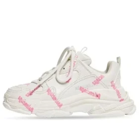 Baskets Triple S Logotype « Matériau technique blanc et rose » 654251W2FAB9050