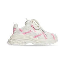 Baskets Triple S Logotype « Matériau technique blanc et rose » 654251W2FAB9050