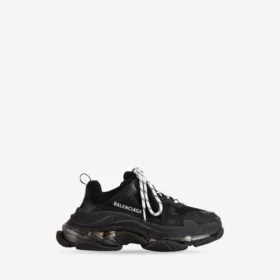Baskets Triple S à semelle transparente pour femme, couleur noire