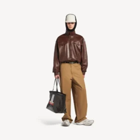 Blouson aviateur à col montant pour homme, couleur castor