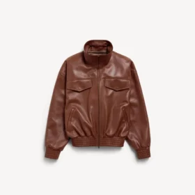 Blouson à col montant pour femme, couleur marron