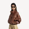 Blouson à col montant pour femme, couleur marron Blouson à col montant pour femme, couleur marron