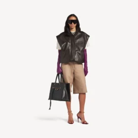 Blouson sans manches pour femme, couleur moka