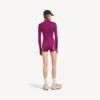 Body technique à manches longues pour femme, violet/orange