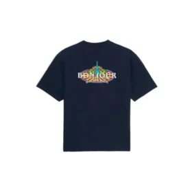 Bonjour T-shirt à col rond en coton Balenciaga « Navy » 594579THV608065