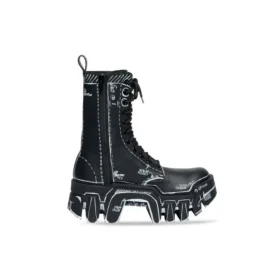 Bottes à lacets Bulldozer « Cuir de veau à contour noir » 672502WBEF21090