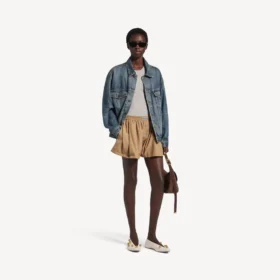 Boxer femme coupe trapèze, couleur beige sable