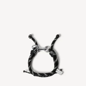 Bracelet Malibu en cordon noir/blanc/argent brillant