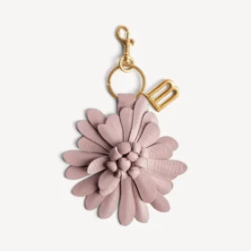 Breloque/porte-clés pour femme en forme de fleur en quartz rose